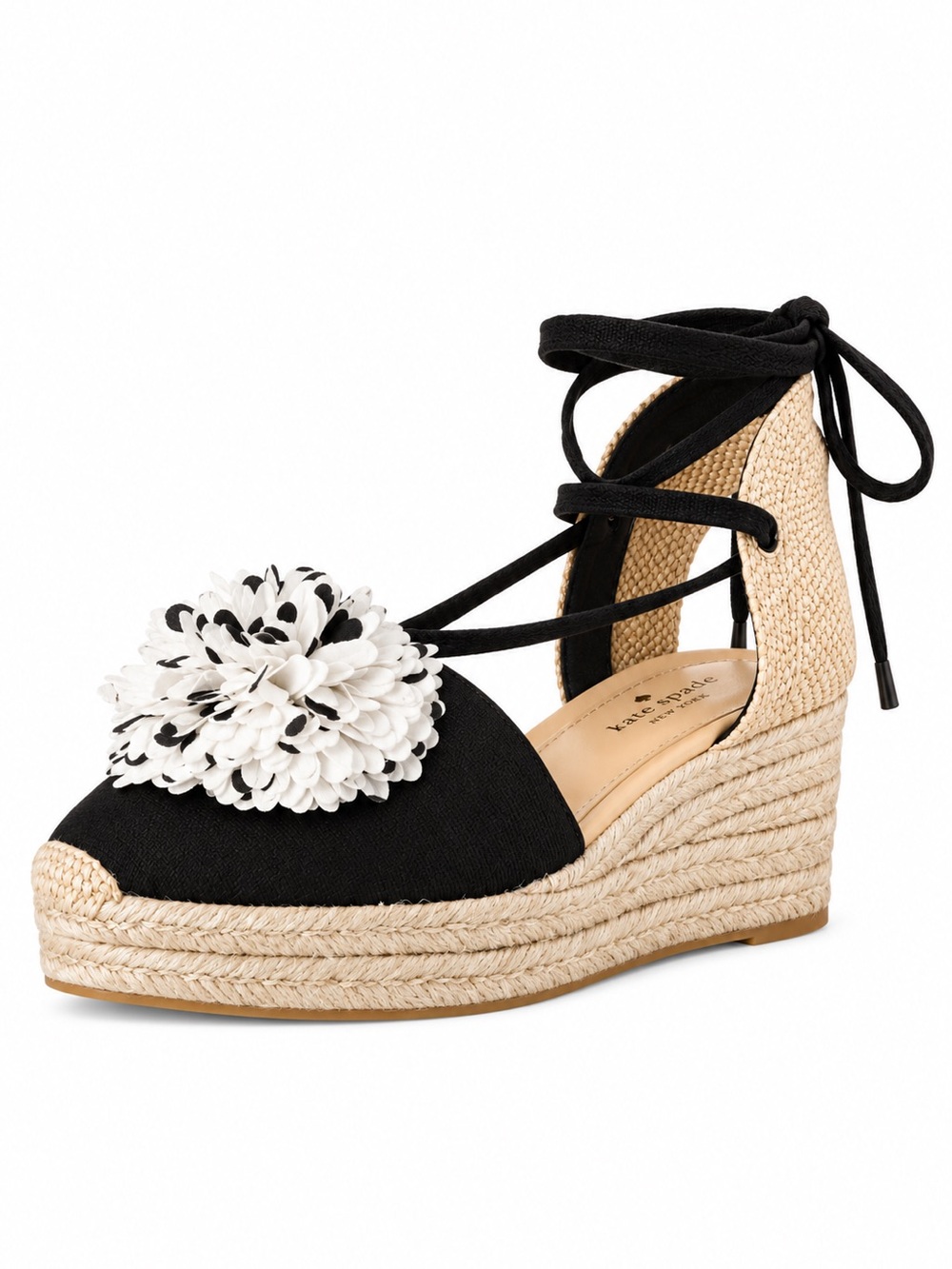 Kate Spade Lafayette Espadrille Wedge Sandal Polka Dot Pompom size 10